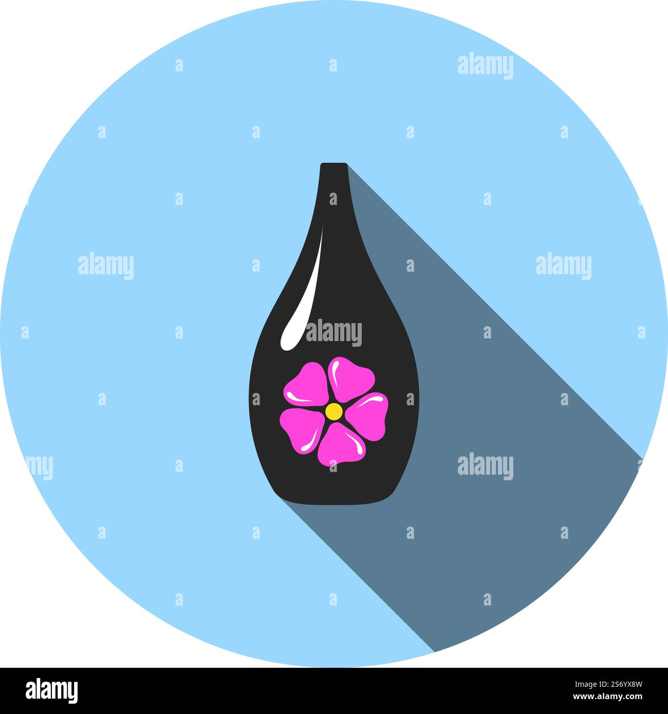 Icona olio essenziale. Design a matita circolare piatta con ombra lunga. Illustrazione vettoriale. Illustrazione Vettoriale