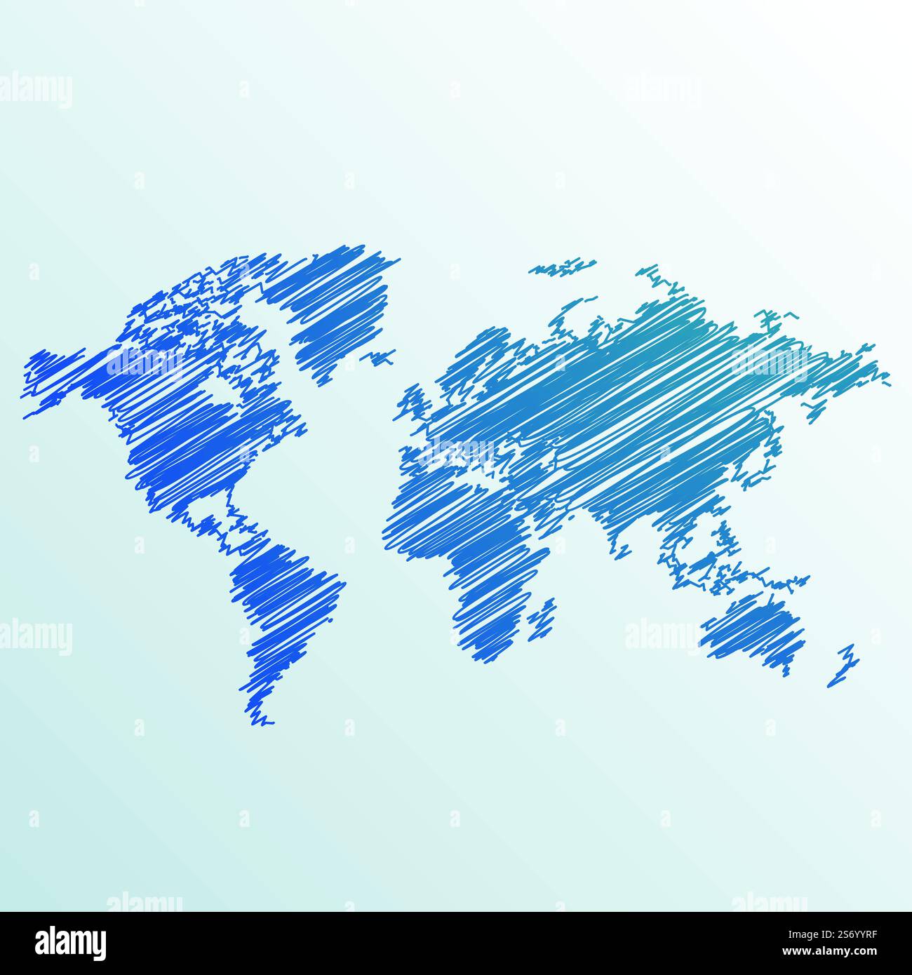Il mondo creativo di mappa fatta con scribble Illustrazione Vettoriale