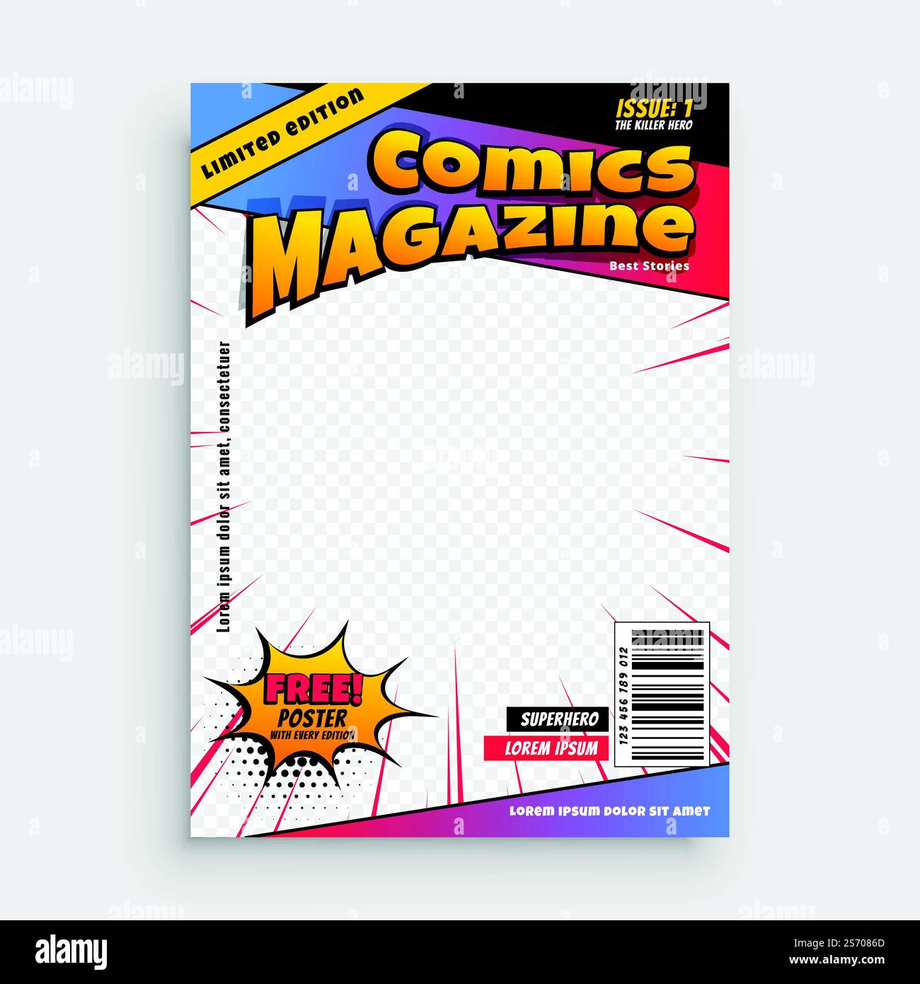 Rivista comic book modello di copertura Illustrazione Vettoriale