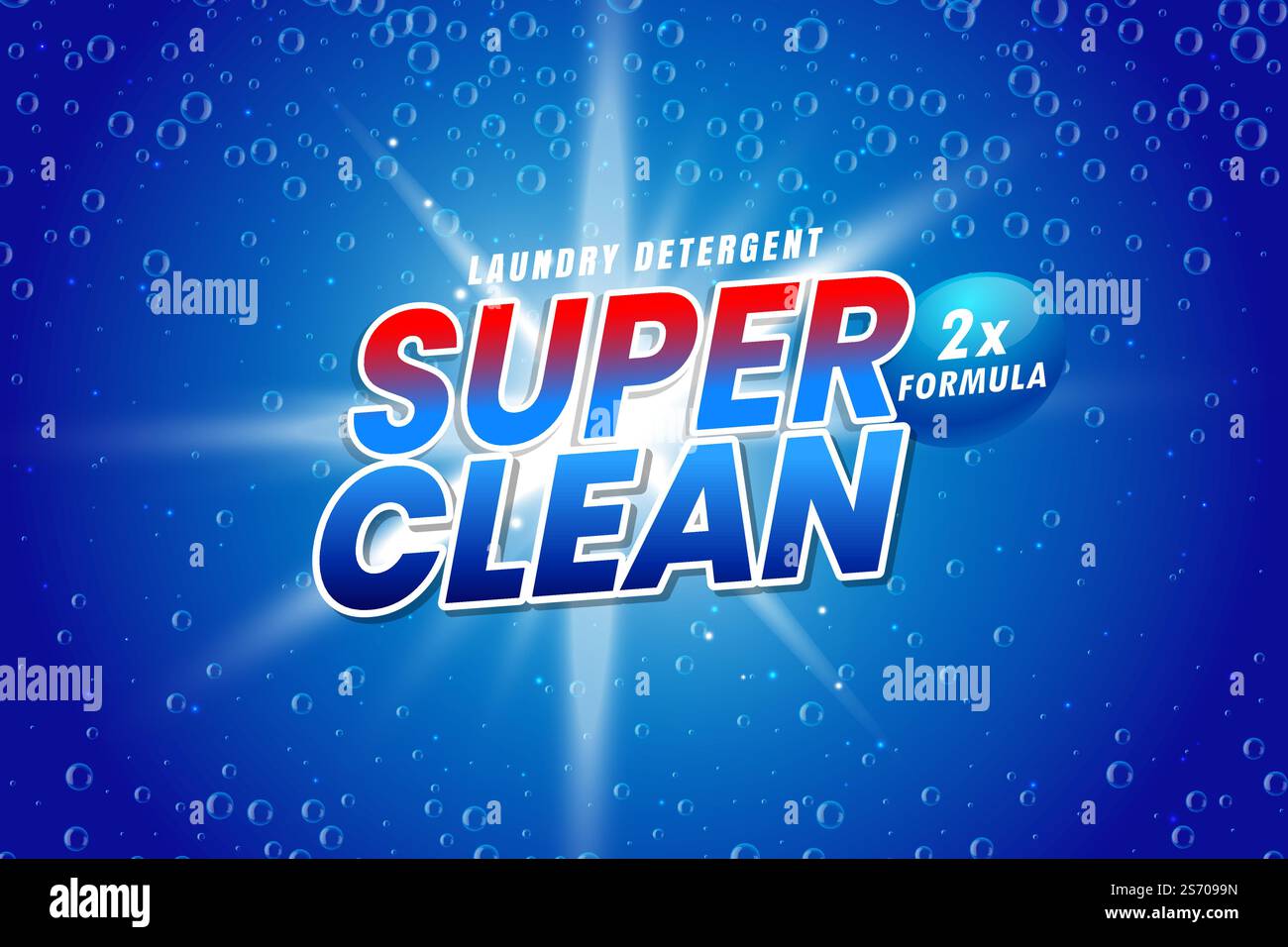 Super Clean detergente per bucato in concetto di confezionamento progettazione del modello Illustrazione Vettoriale