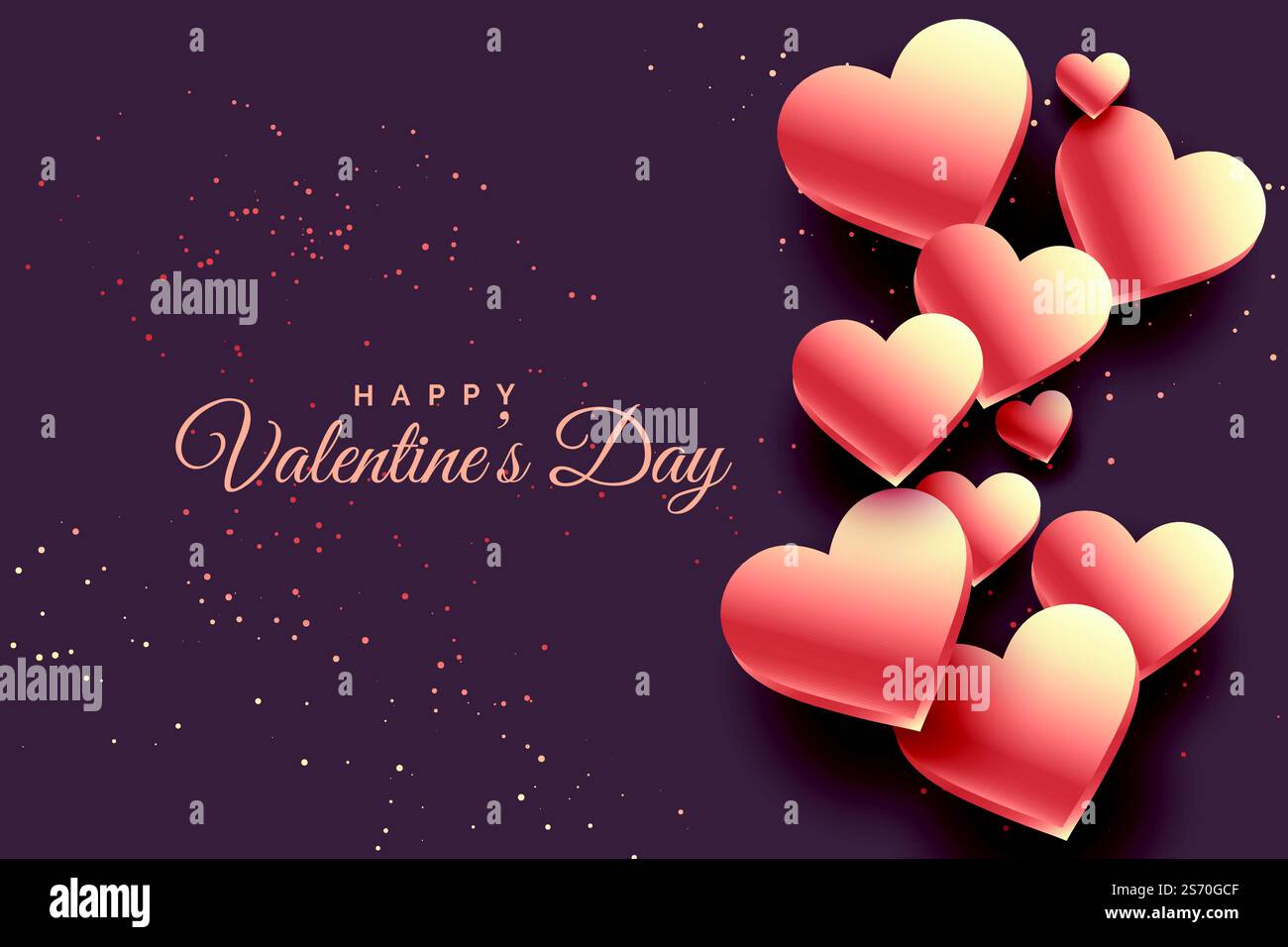 3d oro rosa cuori il giorno di san valentino sfondo Illustrazione Vettoriale