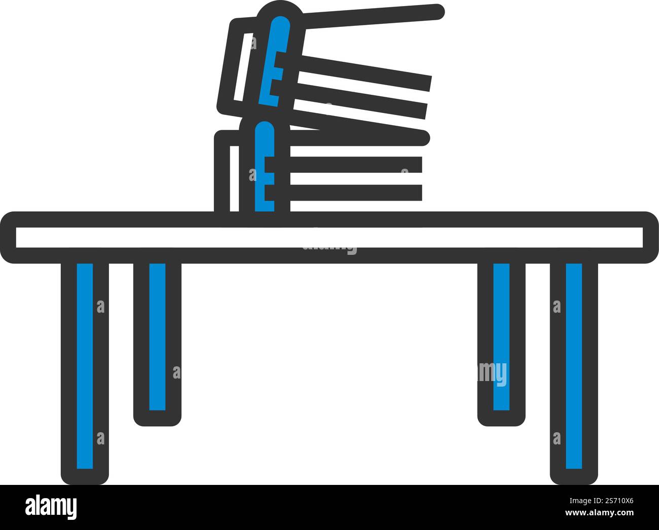 Icona Tabella basso di Office. Contorno grassetto modificabile con disegno riempimento colore. Illustrazione vettoriale. Illustrazione Vettoriale