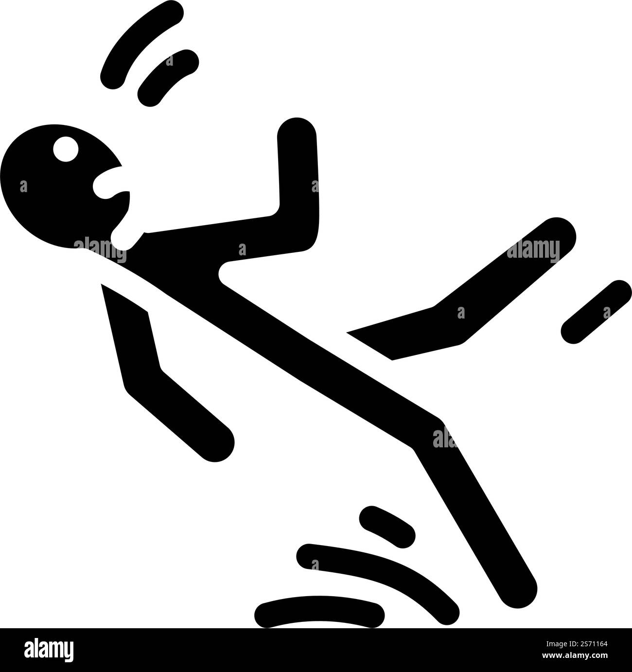 vettore icona glifo caduta uomo scivolato. scivolato uomo caduta segno di incidente. illustrazione del simbolo isolato. illustrazione vettoriale dell'icona del glifo di caduta uomo scivolata Illustrazione Vettoriale