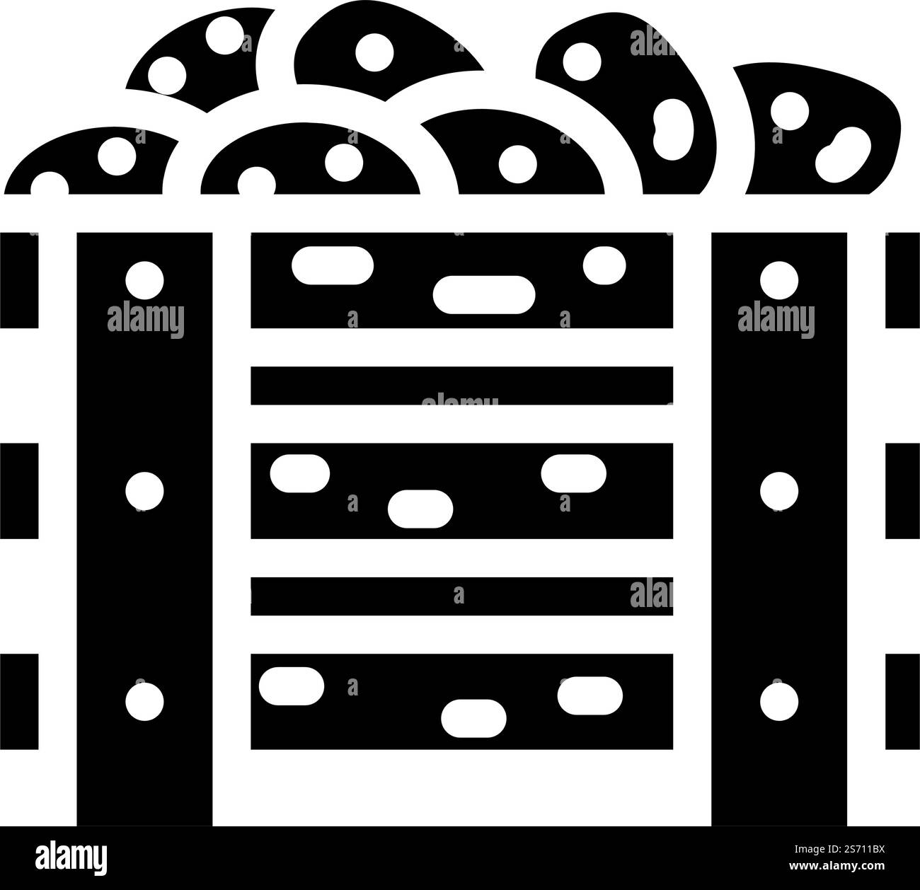 vettore icona glifo della cassa di patata. segno della cassa di patate. illustrazione del simbolo isolato. illustrazione vettoriale dell'icona del glifo della cassa di patate Illustrazione Vettoriale