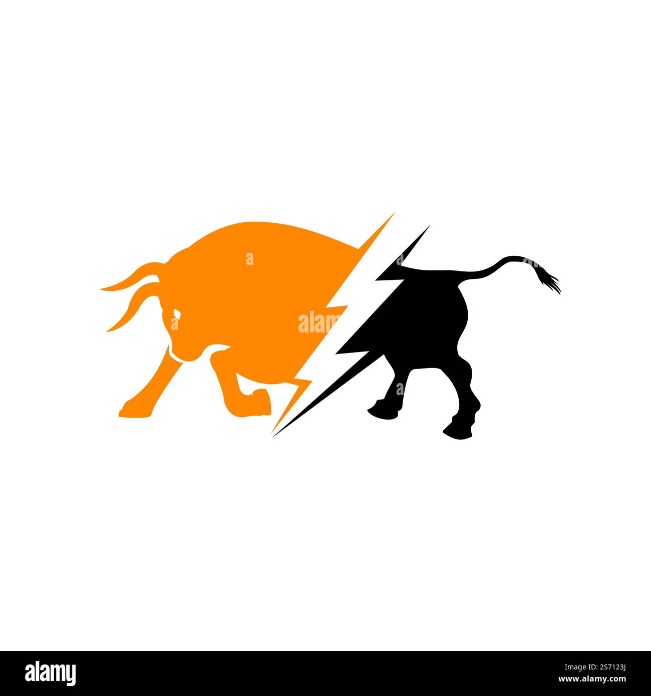 Toro con logo Thunder. Energia elettrica flash in toro. Illustrazione Vettoriale