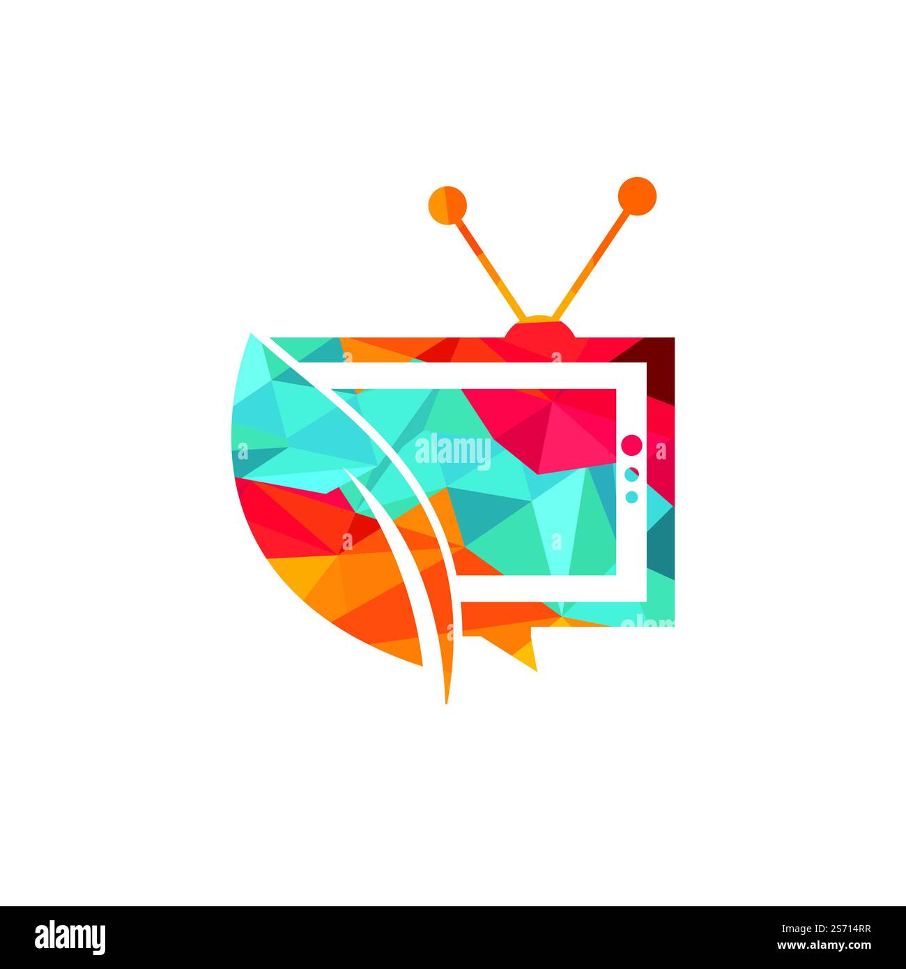 Modello di logo vettoriale TV Nature. Logo della televisione agricola. Illustrazione Vettoriale