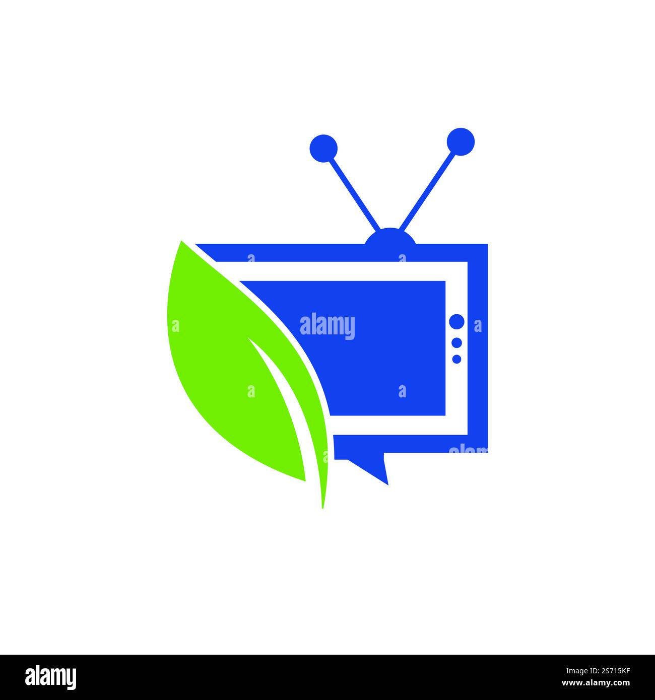 Modello di logo vettoriale TV Nature. Logo della televisione agricola. Illustrazione Vettoriale