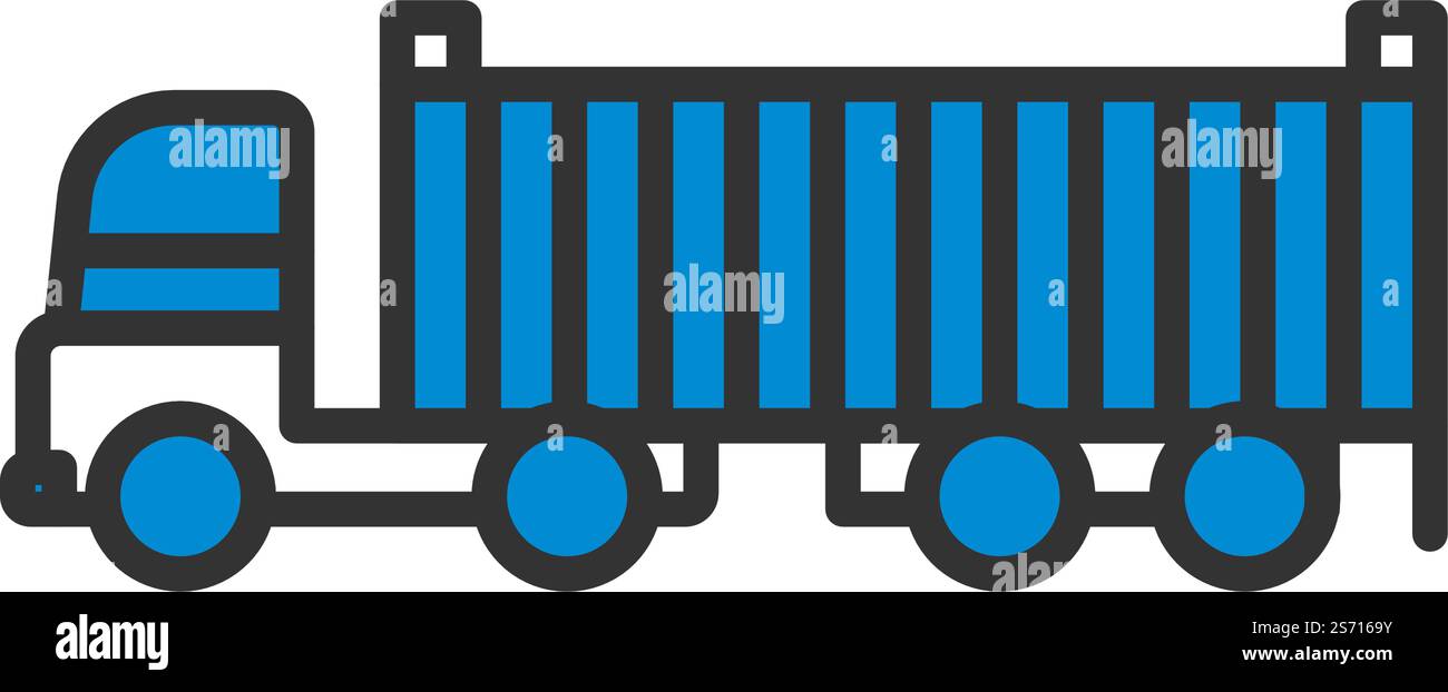 Icona del carrello container. Contorno grassetto modificabile con disegno riempimento colore. Illustrazione vettoriale. Illustrazione Vettoriale