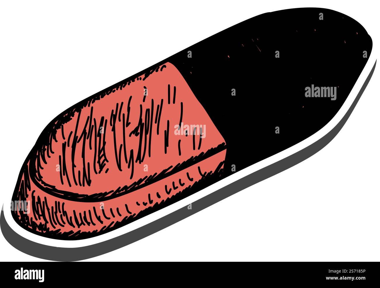 Adesivo cancellatore con ombra sul tema dell'istruzione. Ritorno a scuola. Illustrazione vettoriale. Illustrazione Vettoriale