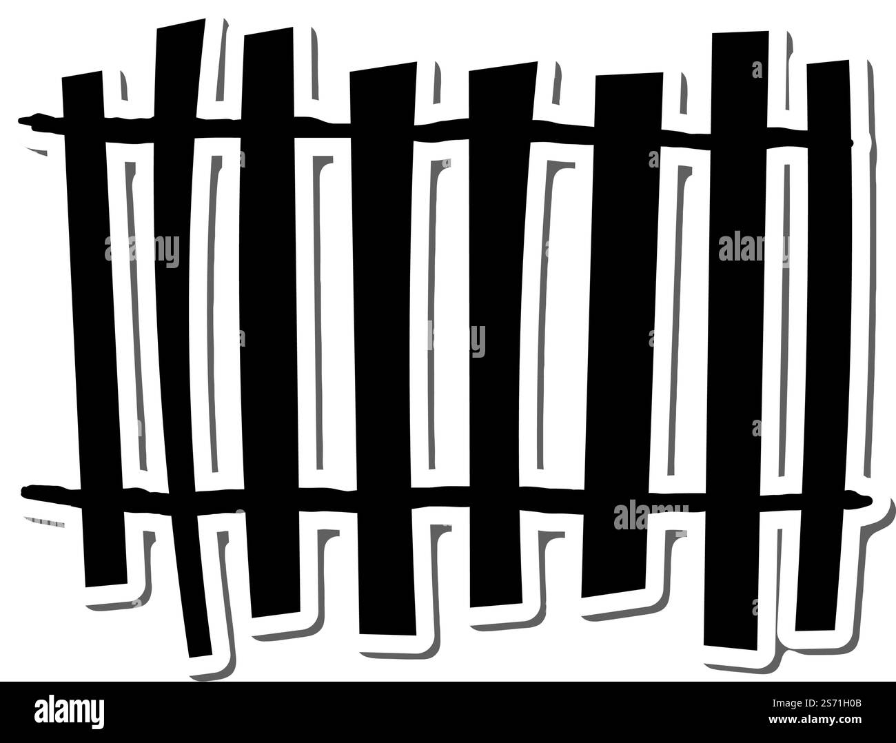 Adesivo per le feste di Halloween con elemento Shadow. Recinzione su sfondo bianco per la creazione di disegni di Halloween. Illustrazione vettoriale. Illustrazione Vettoriale