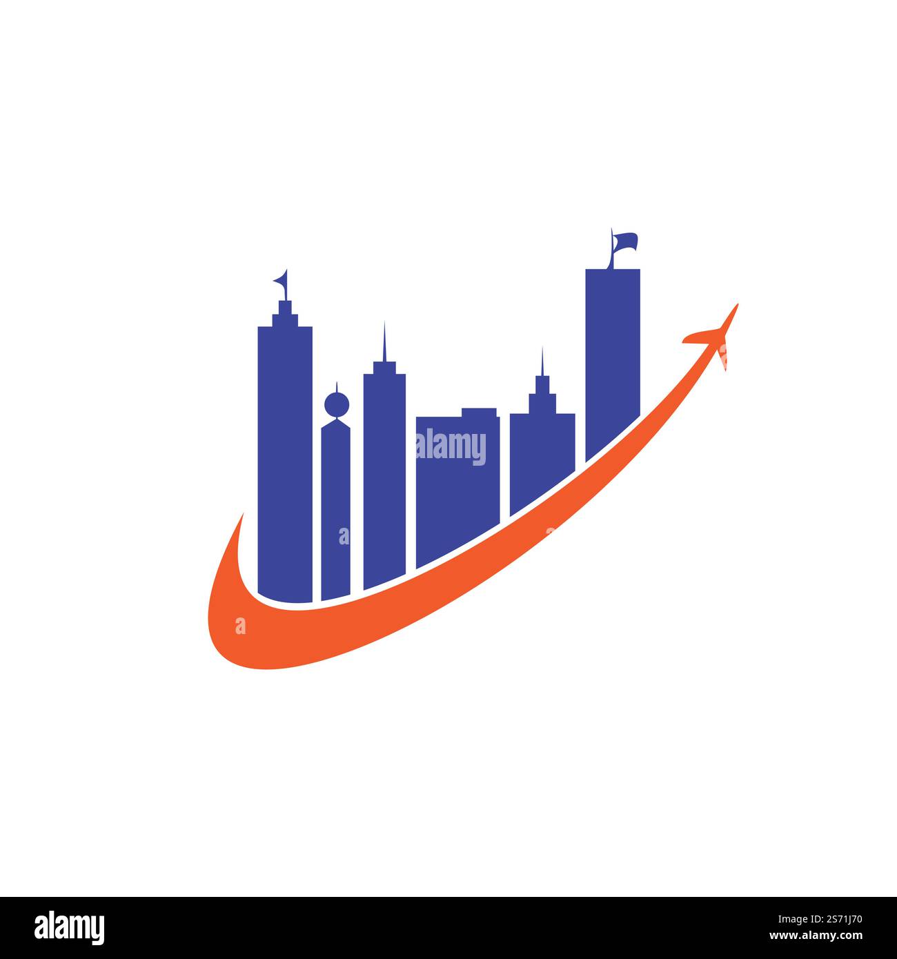 Disegno del logo vettoriale di viaggio della città. Design icona logo di Travel Town. Illustrazione Vettoriale