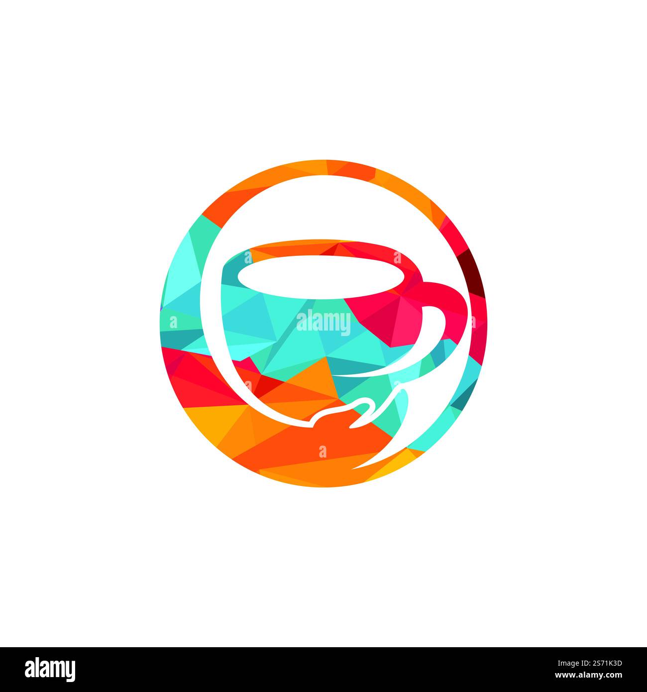 Logo vettoriale per la cura del caffè. Tazza da caffè e design icona a mano. Illustrazione Vettoriale