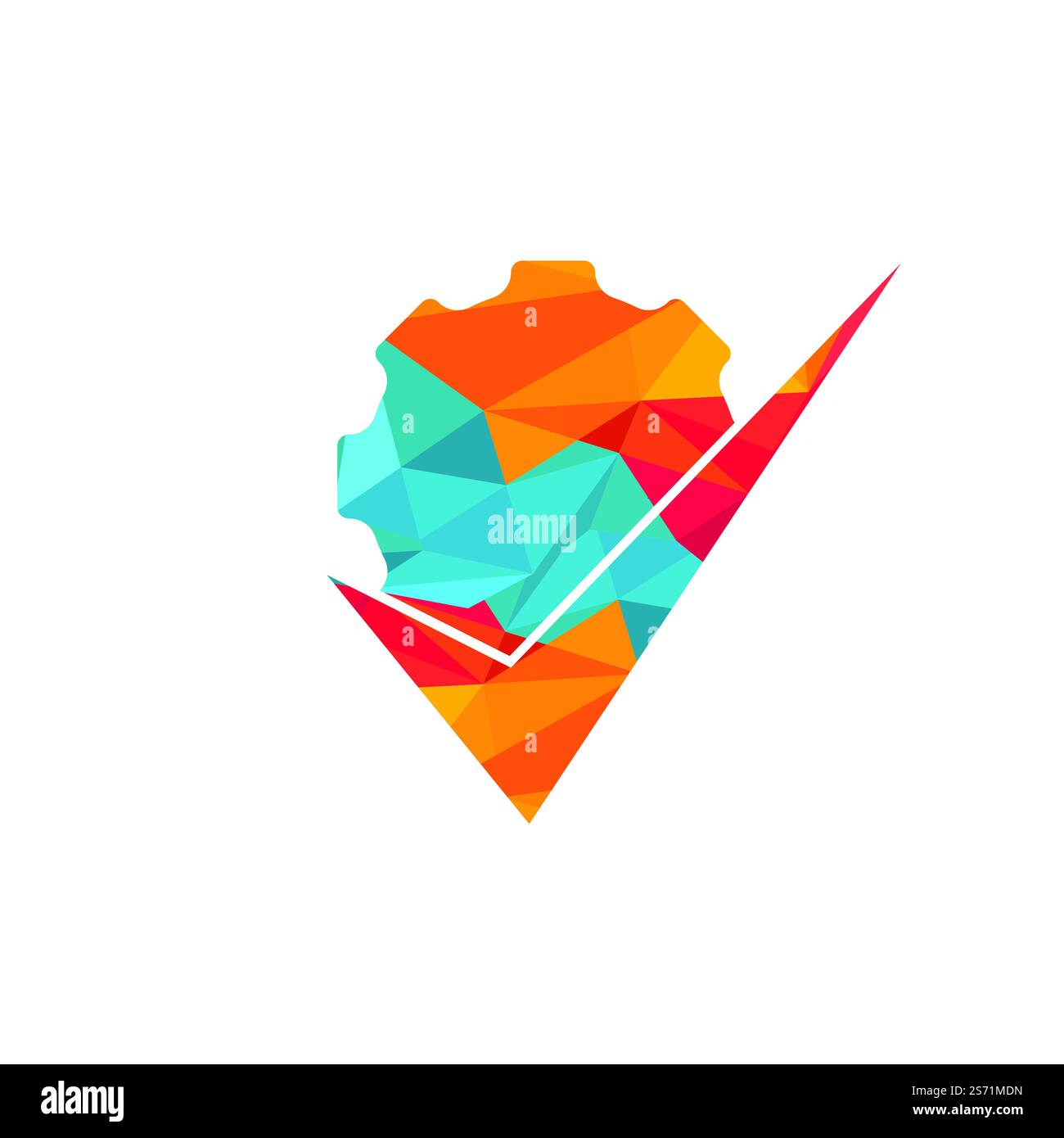 Controllare il design del logo vettoriale degli ingranaggi. Controllo del design del logo. Illustrazione Vettoriale