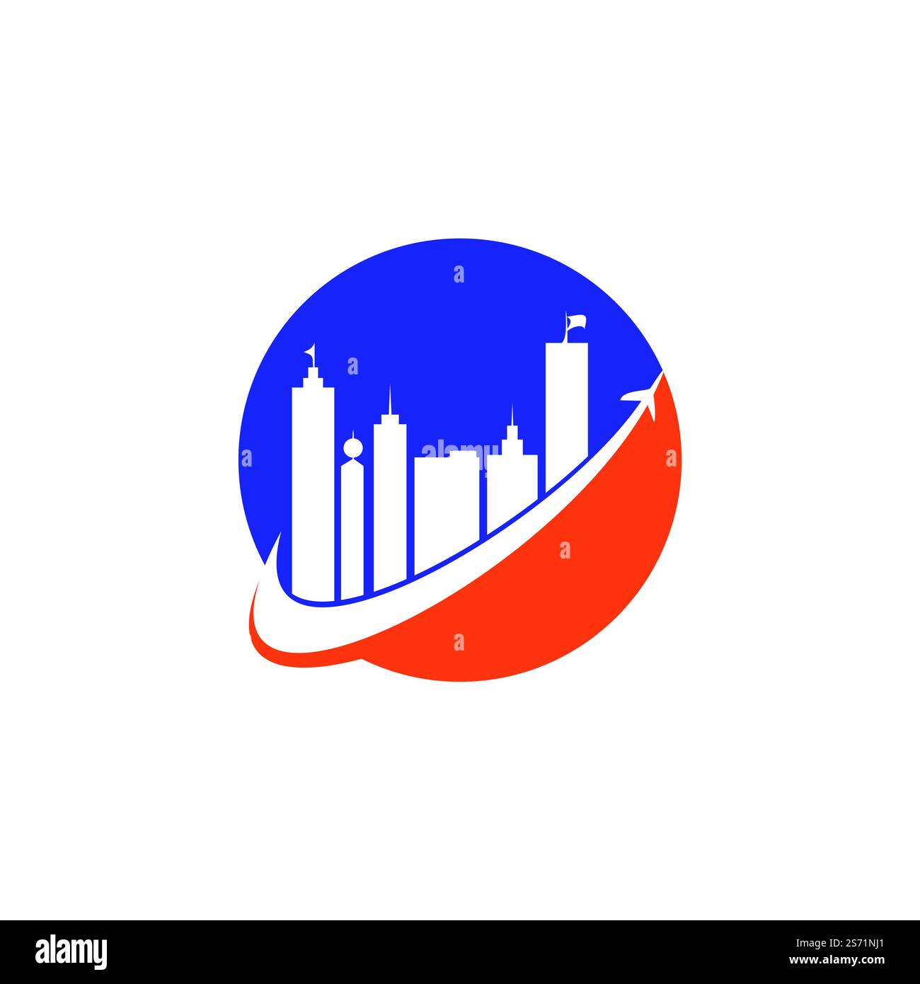 Disegno del logo vettoriale di viaggio della città. Design icona logo di Travel Town. Illustrazione Vettoriale