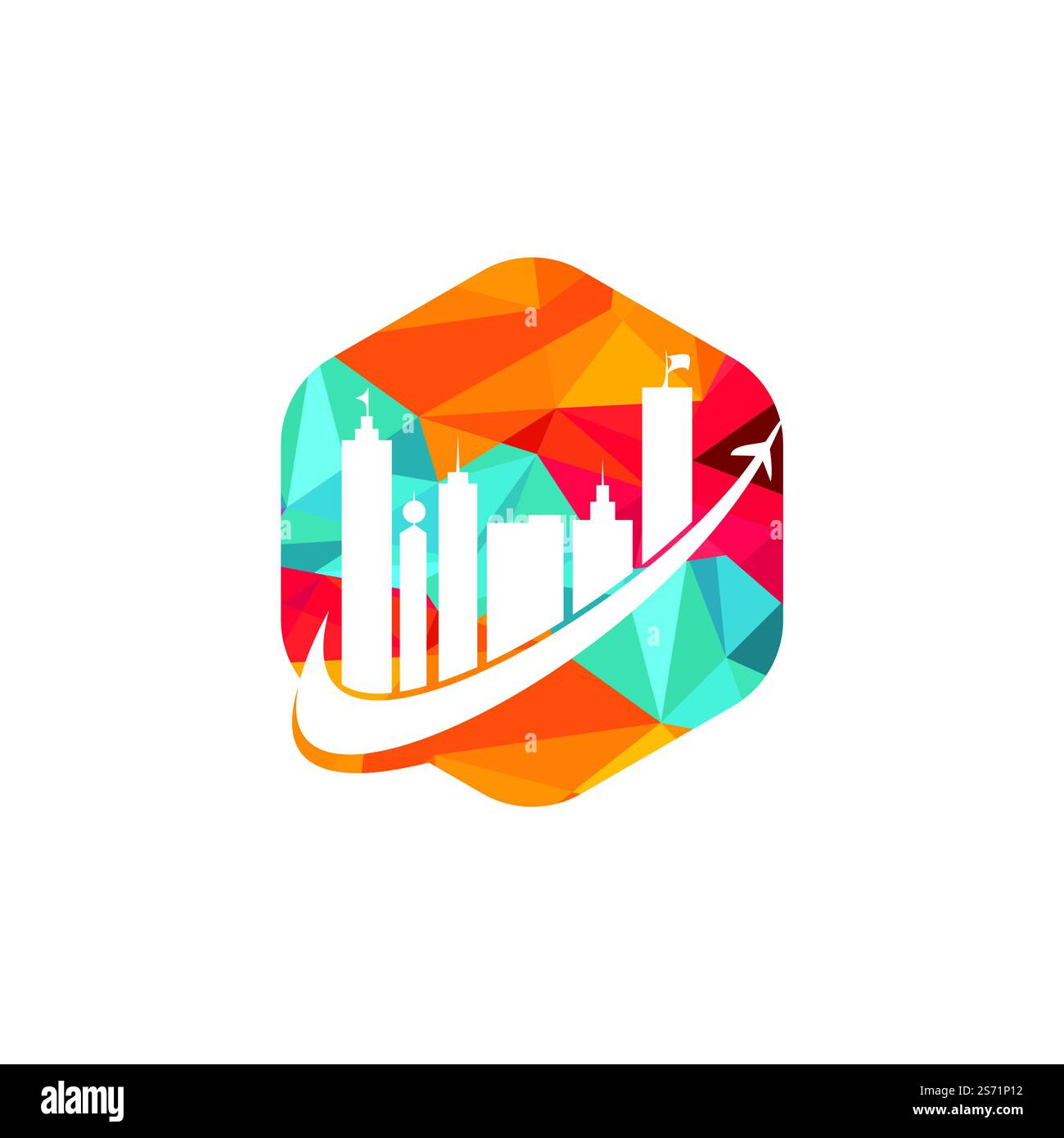 Disegno del logo vettoriale di viaggio della città. Design icona logo di Travel Town. Illustrazione Vettoriale