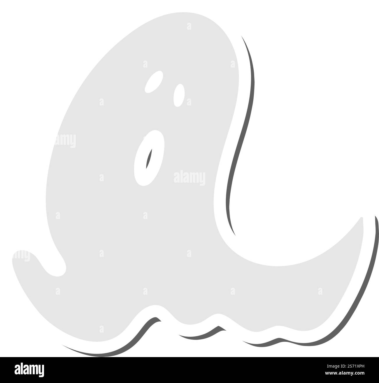 Adesivo per le feste di Halloween con elemento Shadow. Fantasma su sfondo bianco per la creazione di disegni di Halloween. Illustrazione vettoriale. Illustrazione Vettoriale