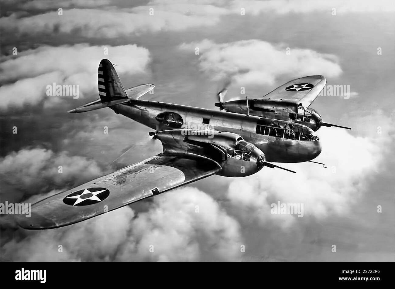 Il Bell YFM-1 Airacuda era un aereo da caccia pesante statunitense, sviluppato dalla Bell Aircraft Corporation per l'United States Army Air Corps durante la metà degli anni '1930 Volò per la prima volta nel 1937, ma nonostante avesse audaci progressi di progettazione, aveva anche notevoli difetti che alla fine misero a terra l'aereo. L'Airacuda vide una produzione limitata e alla fine fu formato uno squadrone pienamente operativo, ma nel marzo 1942 tutti gli Airacuda furono demoliti. Foto Stock