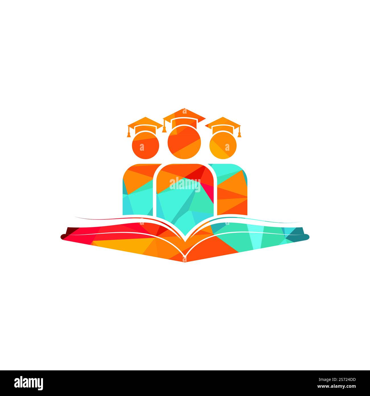 Formazione e apprendimento vettore logo design. Studenti e libro icona design. Illustrazione Vettoriale