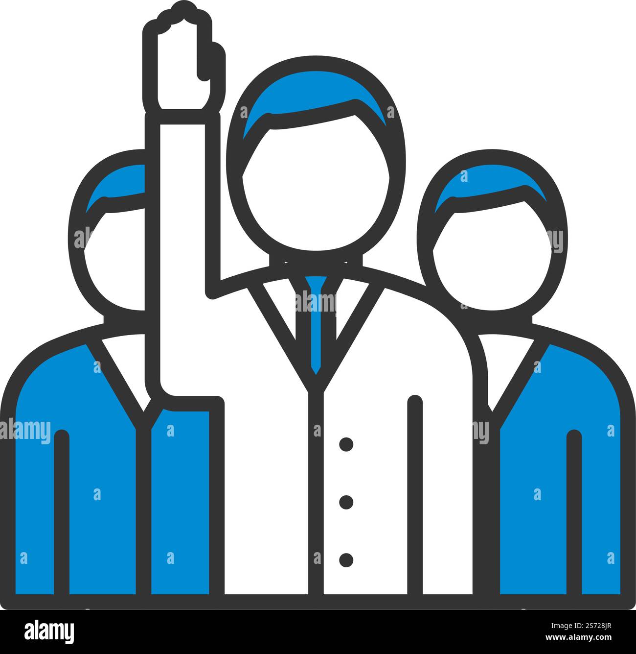 Voting Man with Men Behind Icon. Contorno grassetto modificabile con disegno di riempimento a colori. Illustrazione vettoriale. Illustrazione Vettoriale