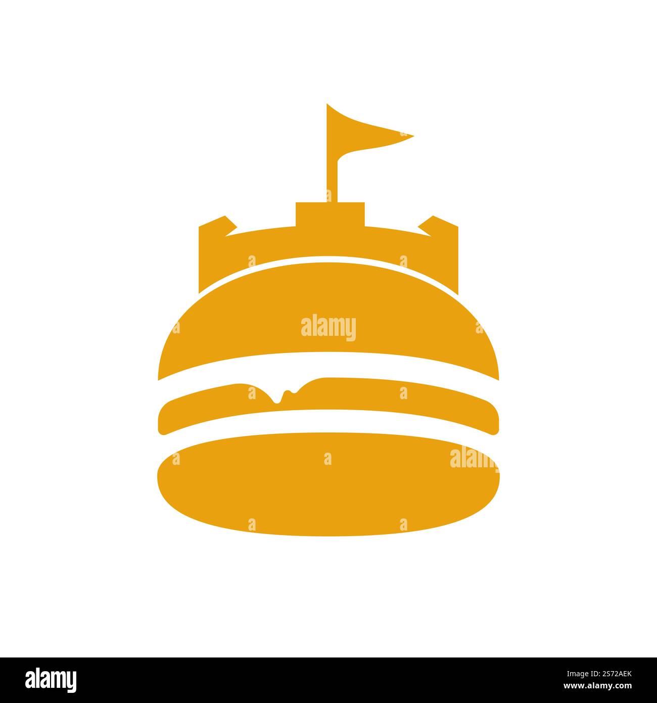 Burger castello vettore logo design. Logo Fort Burgher. Illustrazione Vettoriale