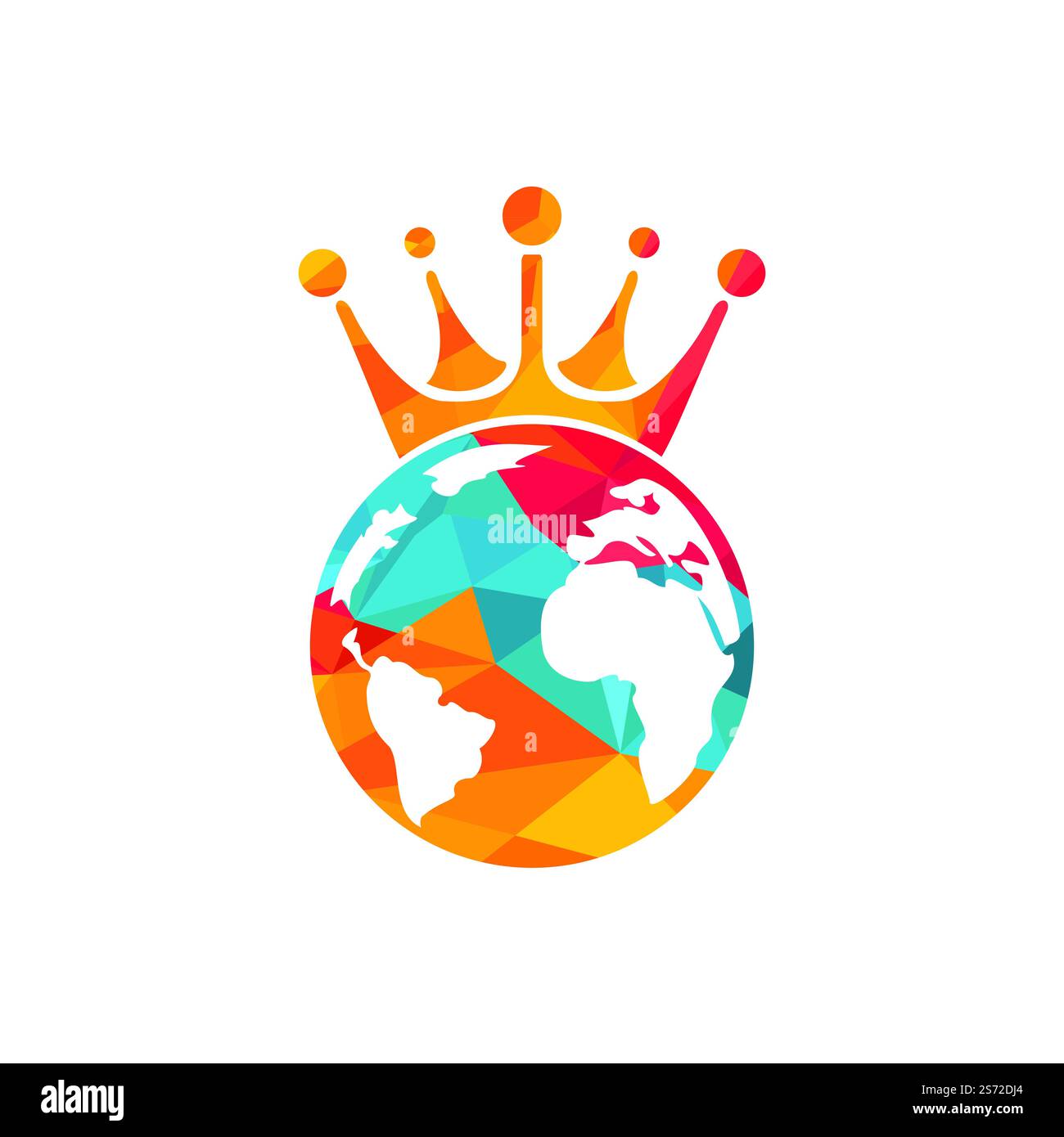 Logo King Planet Vector. Logo Globe King icona Design. Illustrazione Vettoriale