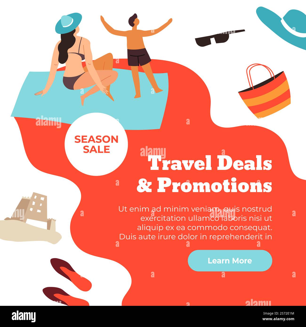 Saldi stagionali e sconti su viaggi e viaggi per l'estate. Offerte e promozioni, prenota online sul sito dell'agenzia turistica. Offerta speciale per clienti, mare e spiaggia. Vettore in stile piatto. Offerte e promozioni di viaggio, sconti stagionali sul Web Illustrazione Vettoriale Saldi stagionali e sconti su viaggi e viaggi per l'estate. Offerte e promozioni, prenota online sul sito dell'agenzia turistica. Offerta speciale per clienti, mare e spiaggia. Vettore in stile piatto. Offerte e promozioni di viaggio, sconti stagionali sul Web Illustrazione Vettoriale