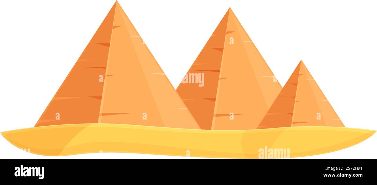 Icona della piramide del Cairo, vettore di cartoni animati. Deserto dell'Egitto. Cielo africa. Icona della piramide del Cairo, vettore di cartoni animati. Deserto dell'Egitto Illustrazione Vettoriale