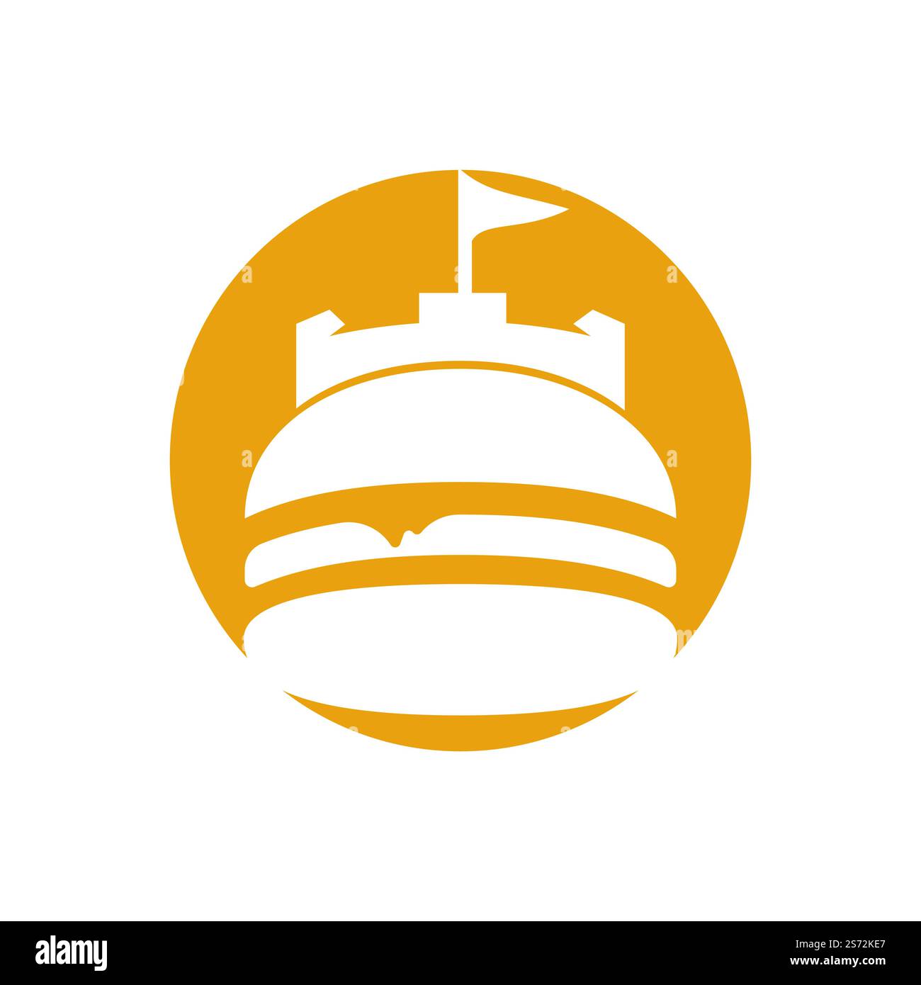 Burger castello vettore logo design. Logo Fort Burgher. Illustrazione Vettoriale