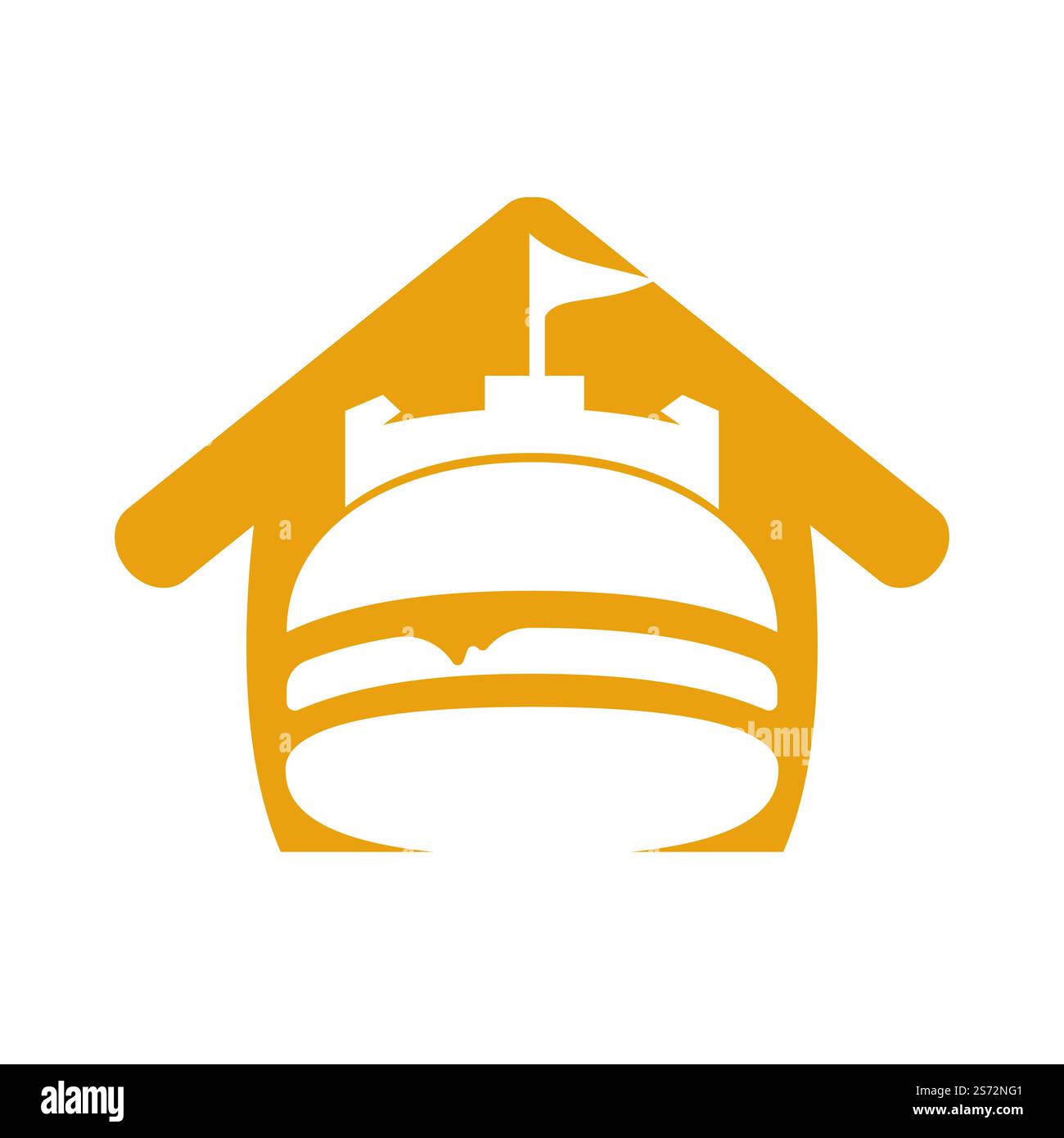 Burger castello vettore logo design. Logo Fort Burgher. Illustrazione Vettoriale