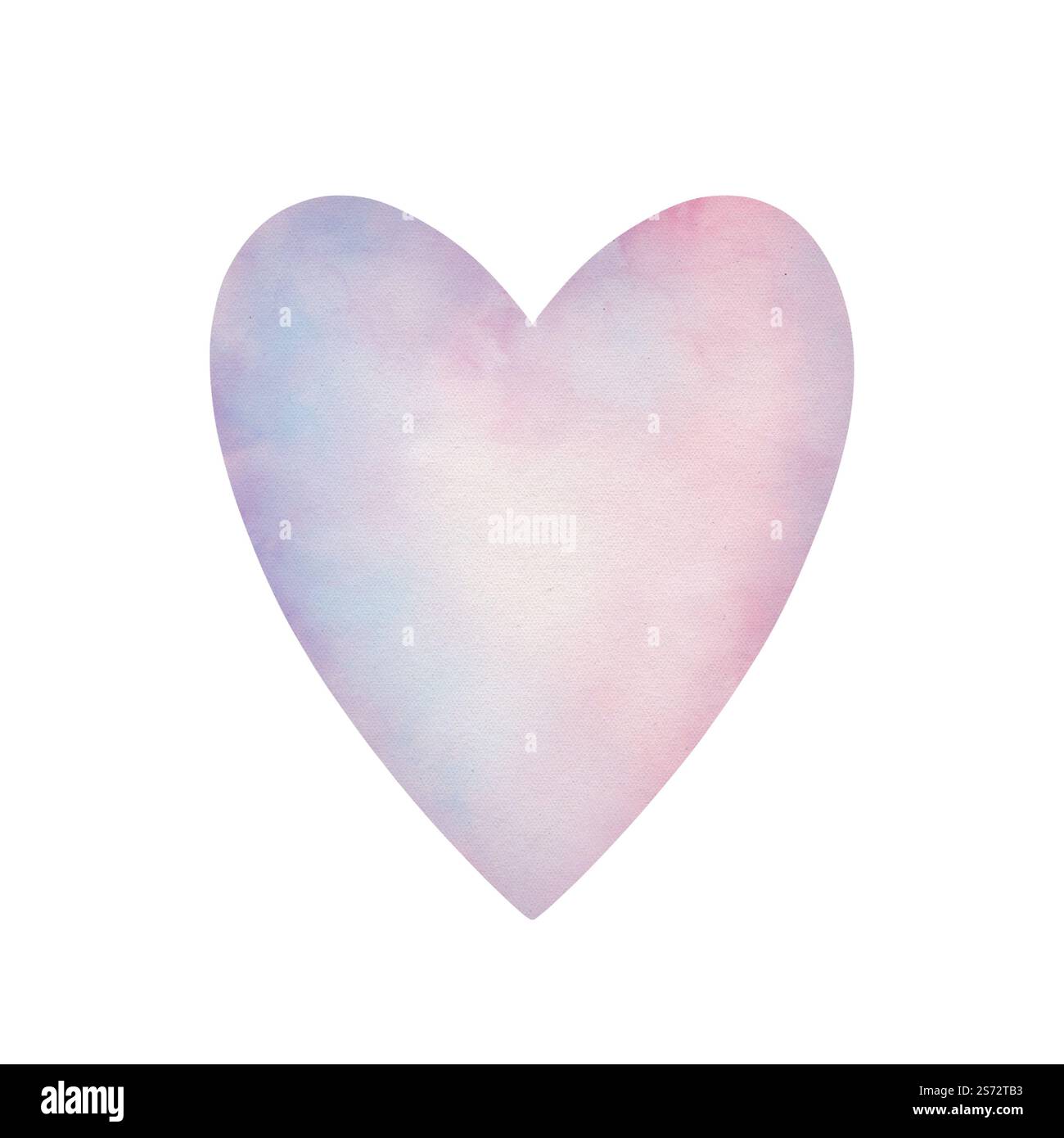 Illustrazione cuore gradiente. Forma a cuore viola acquerello isolata su bianco. Elemento di design per San Valentino, matrimonio, fidanzamento, biglietto di auguri Foto Stock