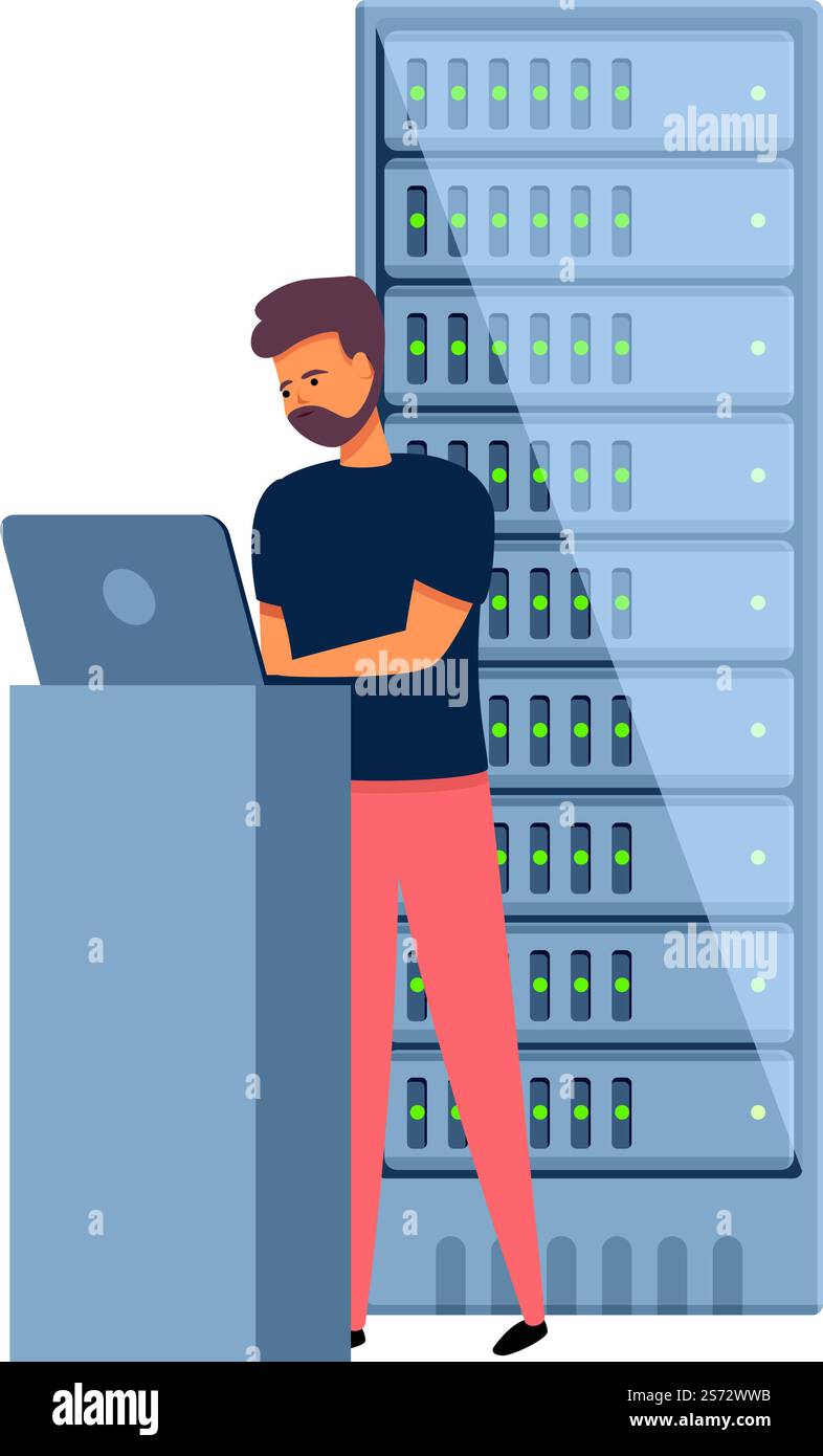 Vettore cartoni animati icona server. Sistema informatico. Riparazione delle camere. Vettore cartoni animati icona server. Sistema informatico Illustrazione Vettoriale