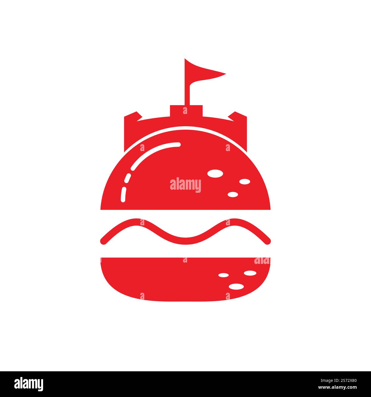 Burger castello vettore logo design. Logo Fort Burgher. Illustrazione Vettoriale