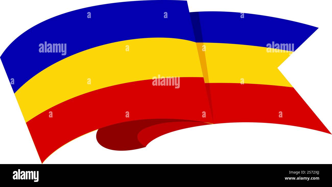 Vettore cartoni animati icona di bandiera della Romania. Paese rumeno. Giorno di viaggio. Vettore cartoni animati icona di bandiera della Romania. Paese rumeno Illustrazione Vettoriale