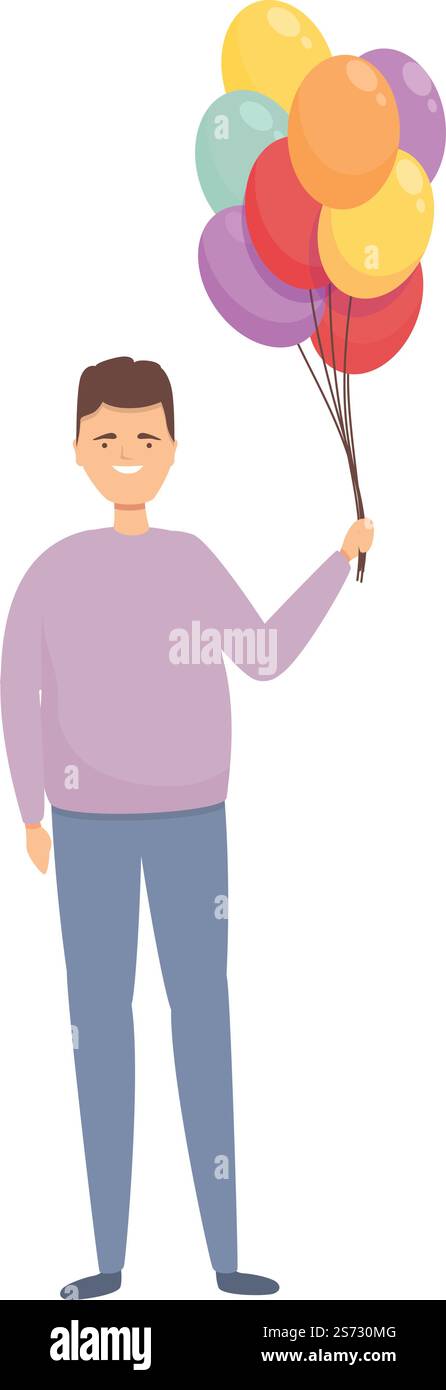 Icona venditore palloncino vettore cartone animato. Uomo di strada. Prestazioni di divertimento. Icona venditore palloncino vettore cartone animato. Uomo di strada Illustrazione Vettoriale