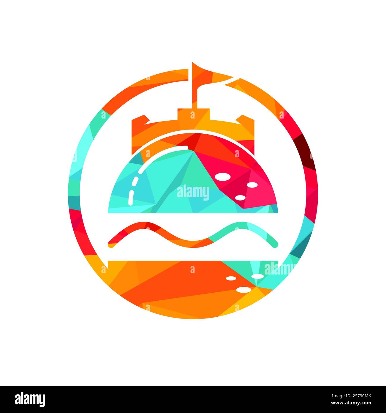 Burger castello vettore logo design. Logo Fort Burgher. Illustrazione Vettoriale