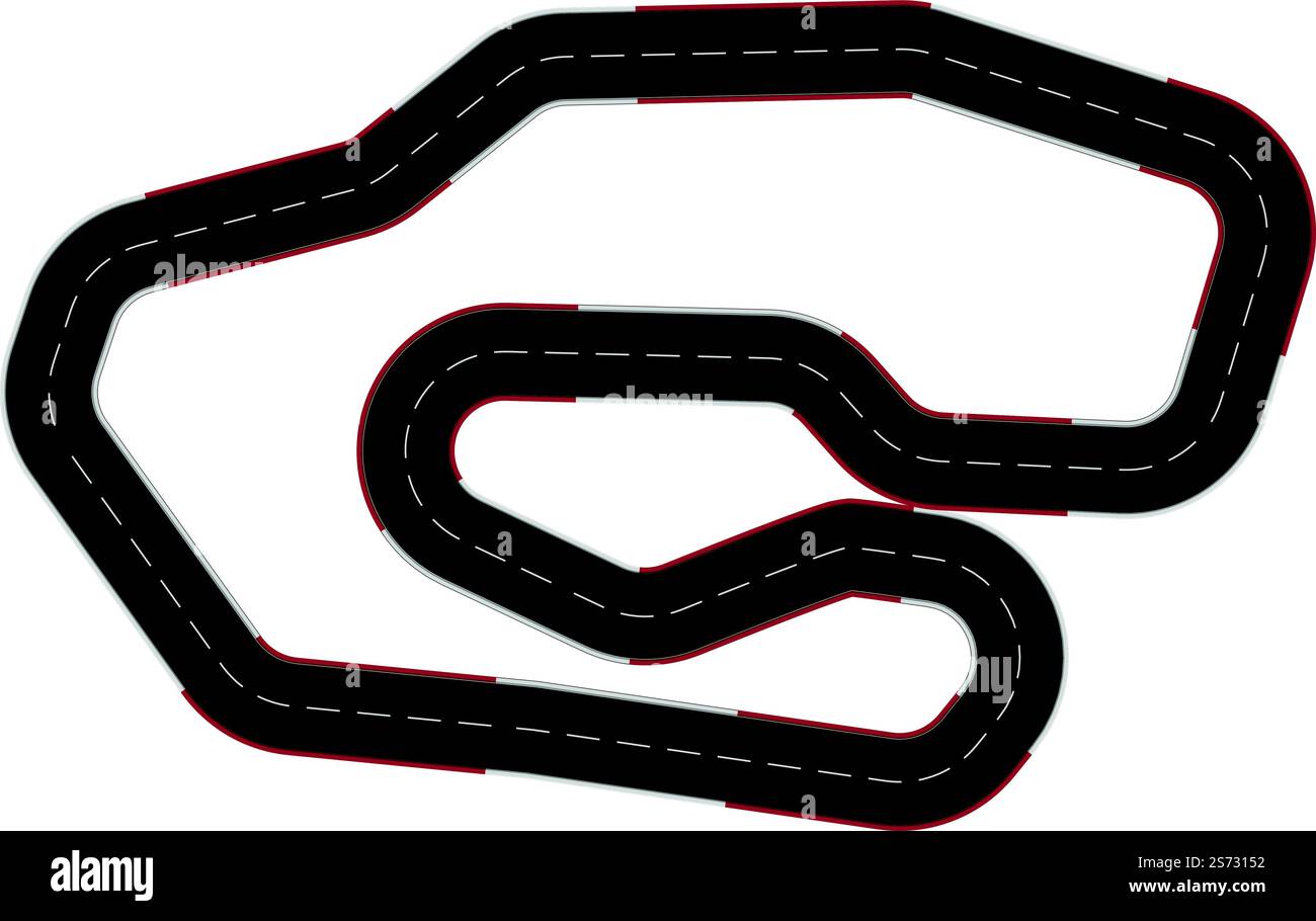 Vettore cartoni animati icona mappa Racetrack. Gara automobilistica. Carreggiata stradale. Vettore cartoni animati icona mappa Racetrack. Gara automobilistica Illustrazione Vettoriale