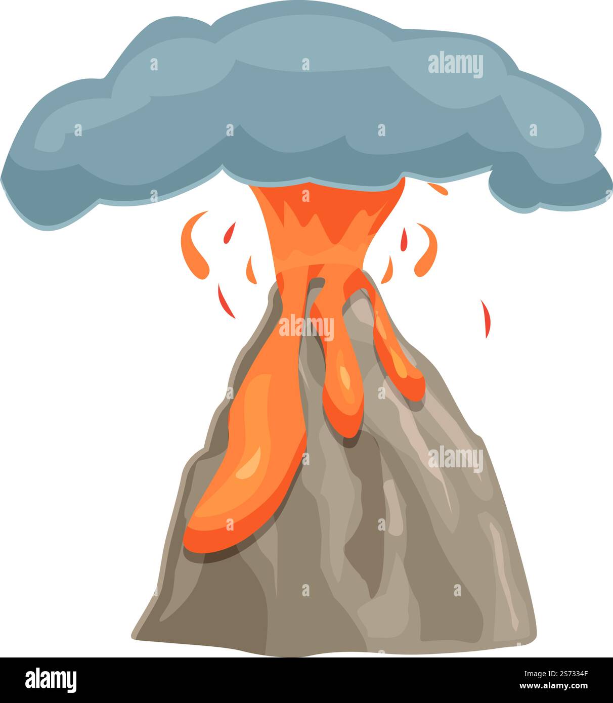 Vettore cartoni animati icona Vulcano. Eruzione vulcanica. Esplosione naturale. Vettore cartoni animati icona Vulcano. Eruzione vulcanica Illustrazione Vettoriale