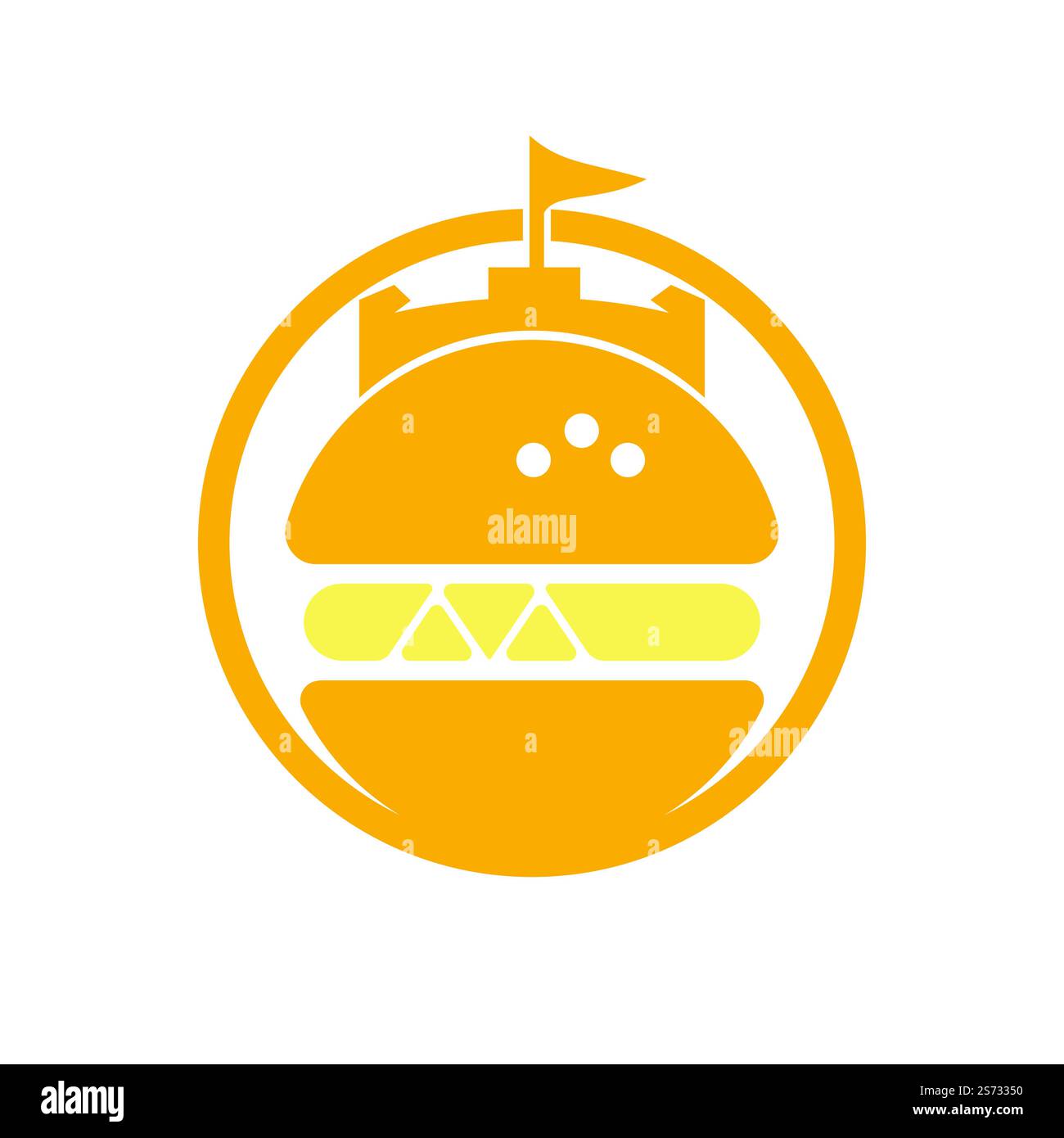 Burger castello vettore logo design. Logo Fort Burgher. Illustrazione Vettoriale