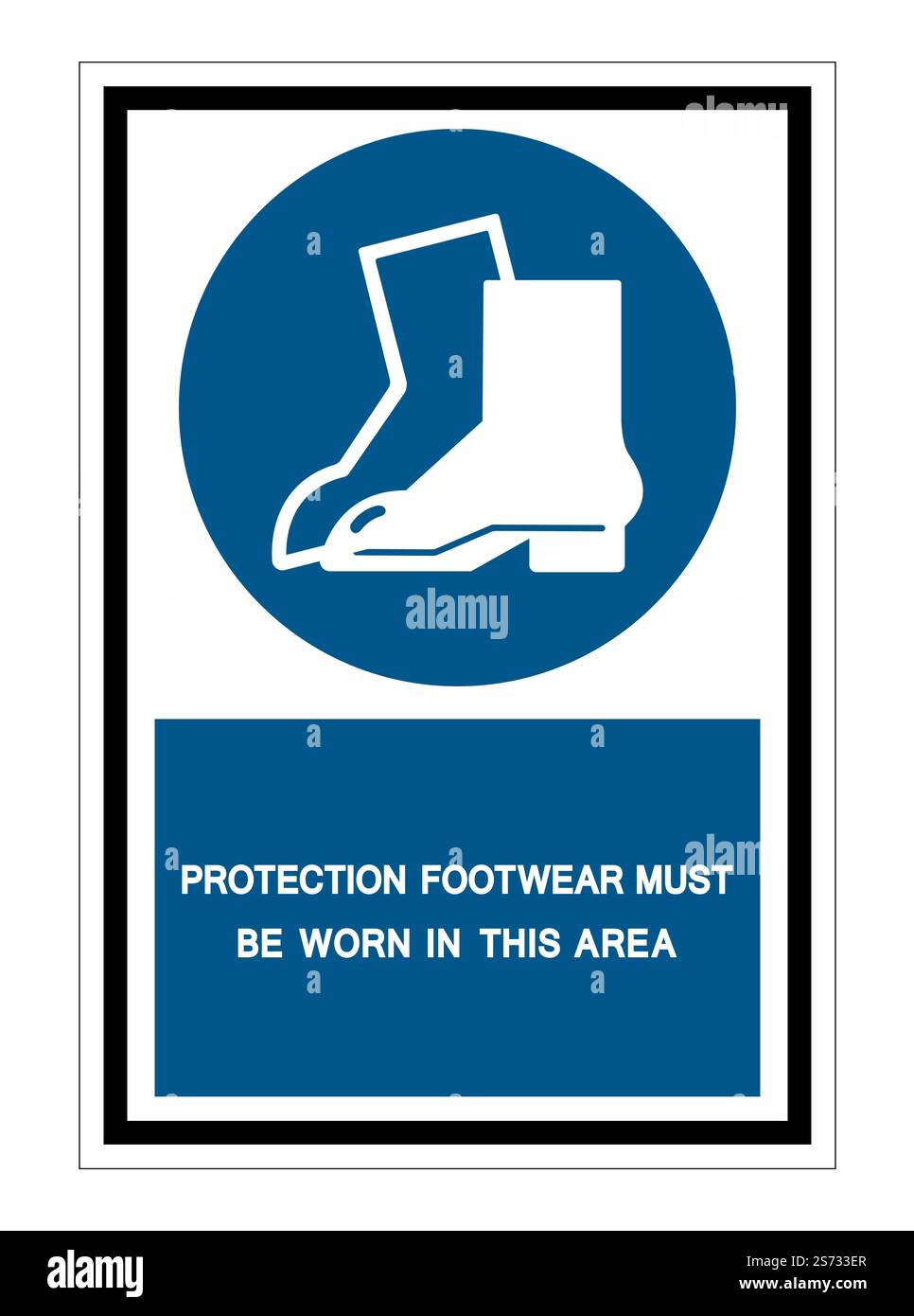 Indossare scarpe protettive in quest'area simbolo Isola su sfondo bianco, illustrazione vettoriale EPS.10 Illustrazione Vettoriale