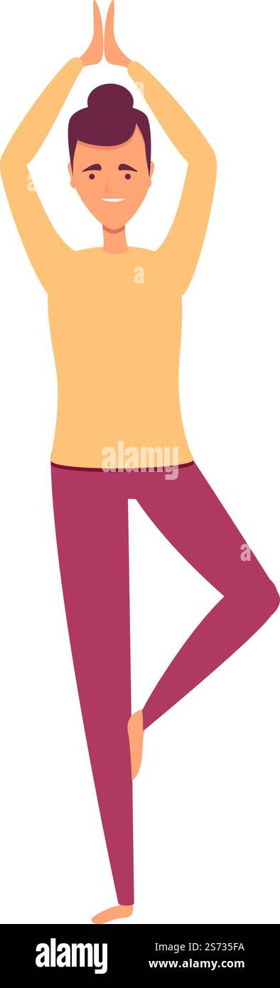 Icona pratica yoga vettore cartoon. Scuola di sport. Bambino felice. Icona pratica yoga vettore cartoon. Scuola di sport Illustrazione Vettoriale