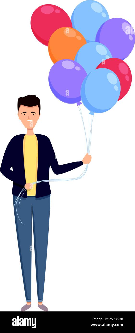 Simpatico venditore di palloncini icona vettore di cartoni animati. Uomo di strada. Vendi prestazioni. Simpatico venditore di palloncini icona vettore di cartoni animati. Uomo di strada Illustrazione Vettoriale