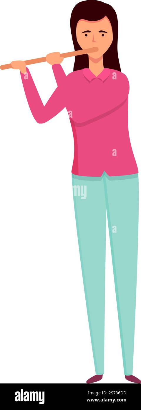 Cantante flauto icona vettore cartoni animati. Chitarra jazz. Arte da concerto. Cantante flauto icona vettore cartoni animati. Chitarra jazz Illustrazione Vettoriale