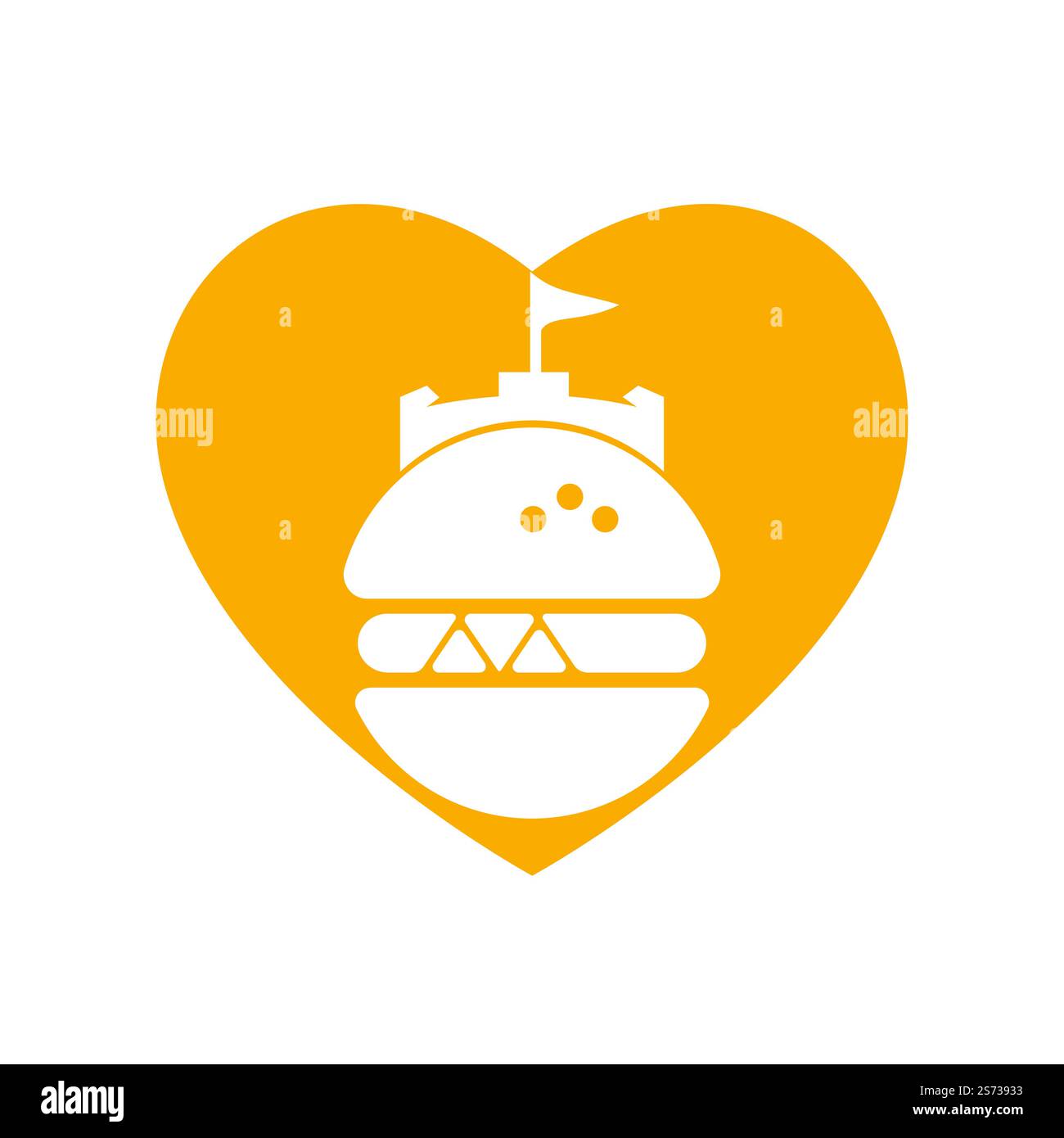 Burger castello vettore logo design. Logo Fort Burgher. Illustrazione Vettoriale