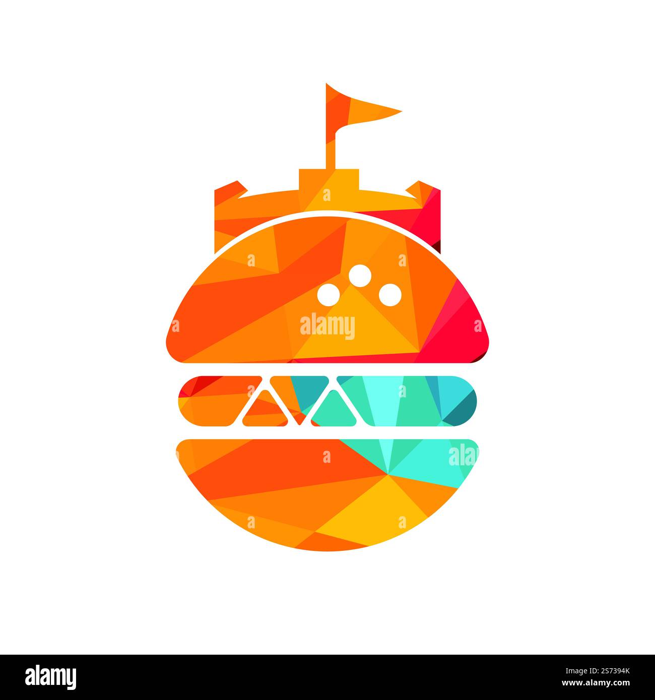 Burger castello vettore logo design. Logo Fort Burgher. Illustrazione Vettoriale