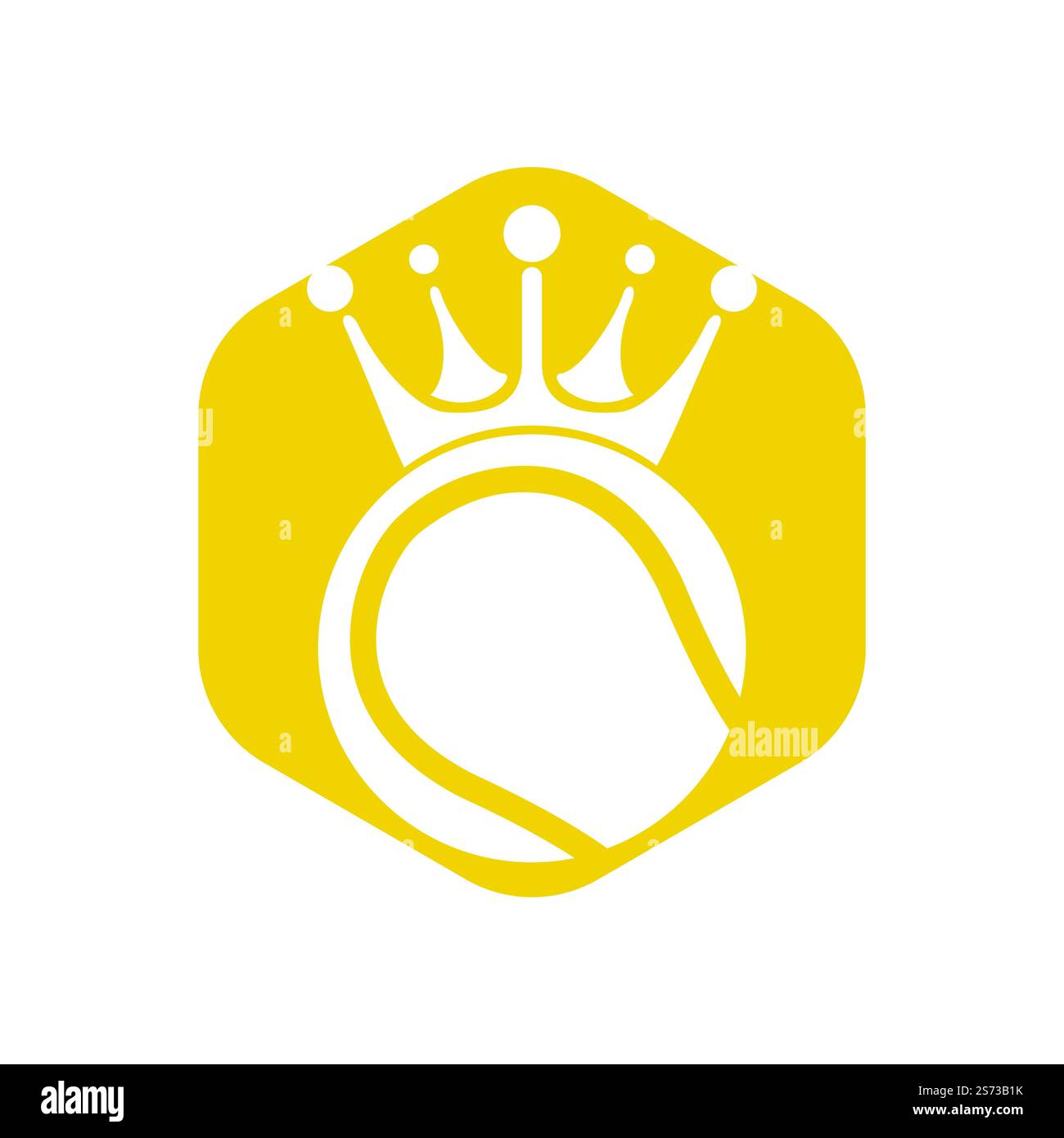 Tennis king design vettoriale logo. Palla da tennis e modello con icona a forma di corona. Illustrazione Vettoriale