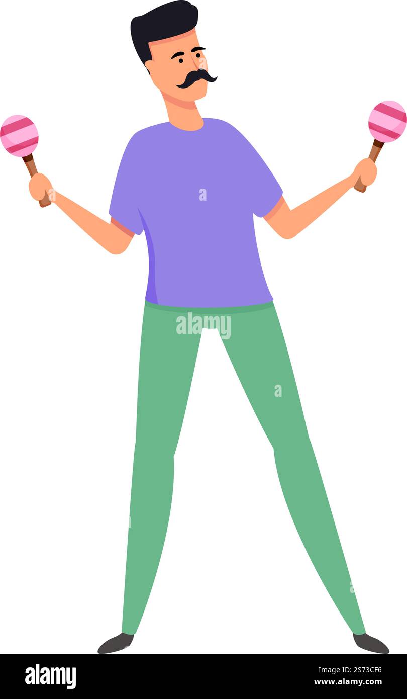 Maracas musicista icona vettore cartoni animati. Musica di strada. Cantante chitarra. Maracas musicista icona vettore cartoni animati. Musica di strada Illustrazione Vettoriale