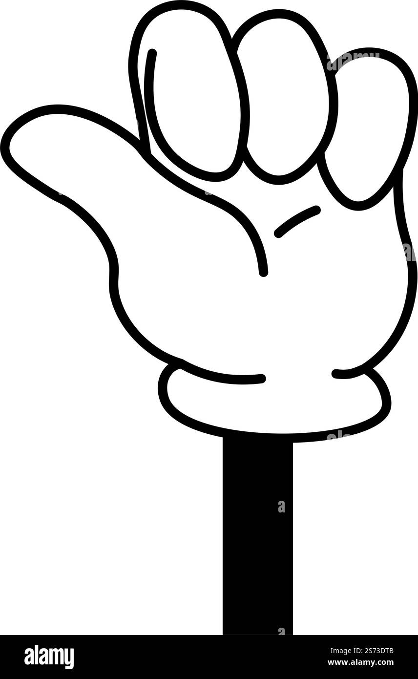 Pugno serrato sollevato, gesto della mano isolato, comunicazione e simboli non verbali. Rivoluzione o libertà, espressione di successo. Semplice braccio minimalista dei personaggi dei cartoni animati. Vettore in stile piatto. Gesti delle mani, disegni a pugno con chiusura isolata Illustrazione Vettoriale