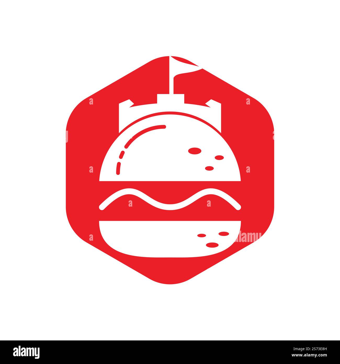 Burger castello vettore logo design. Logo Fort Burgher. Illustrazione Vettoriale