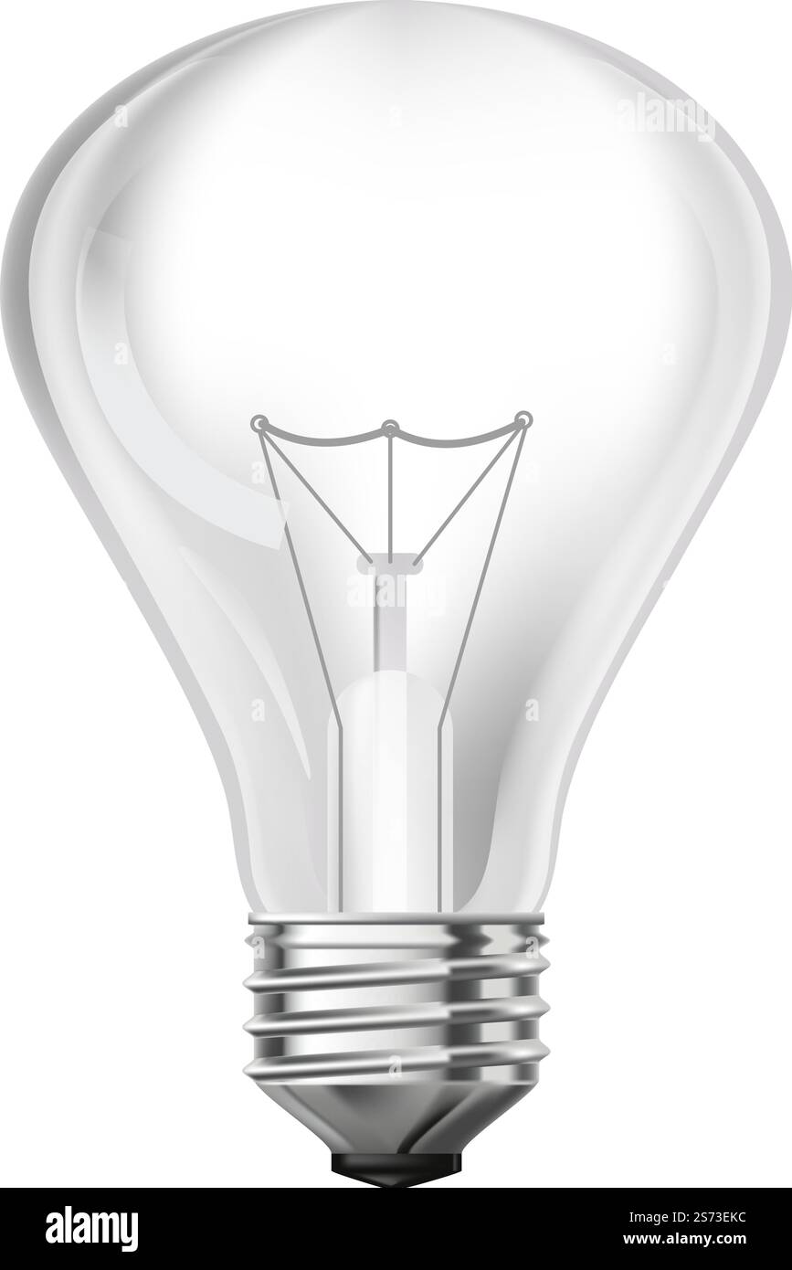 Luce elettrica illuminante, lampadina isolata a globo con filamento di filo. Tipo di illuminazione a incandescenza, icona dell'apparecchio per interni di casa o ufficio ed elettricità. Immagine vettoriale in stile piatto. Tipo di lampadina, vettore di luce elettrica illuminante Illustrazione Vettoriale