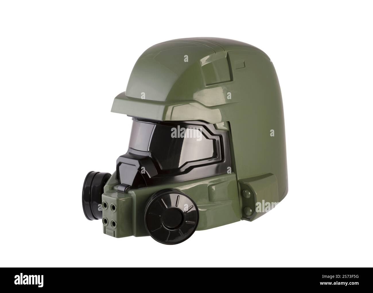 Casco verde Special Forces isolato su sfondo bianco con percorso di ritaglio Foto Stock
